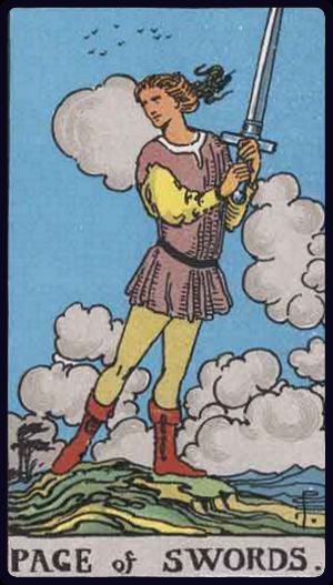Tarotkarte Bube der Schwerter