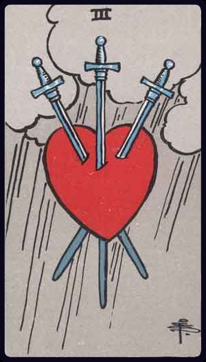 Tarotkarte Drei der Schwerter