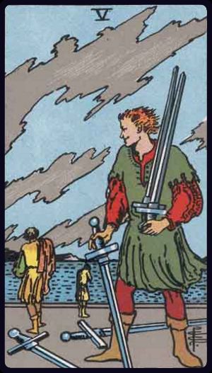 Tarotkarte Fünf der Schwerter