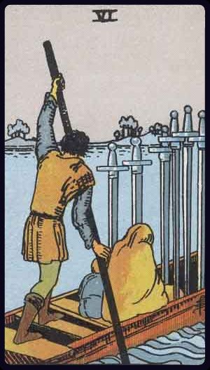 Tarotkarte Sechs der Schwerter