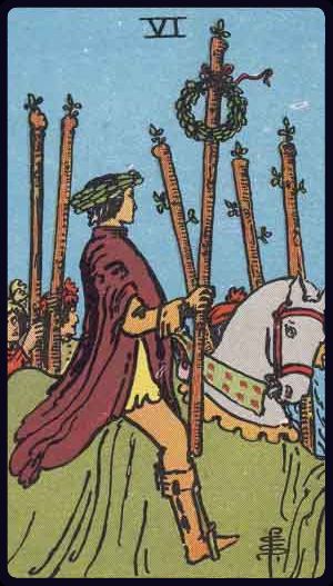 Tarotkarte Sechs der Stäbe