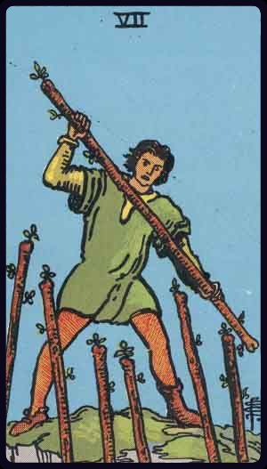 Tarotkarte Sieben der Stäbe
