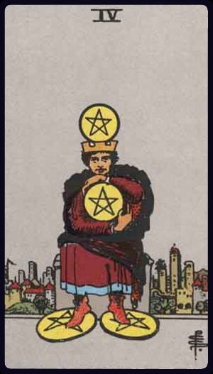 Tarotkarte Vier der Münzen