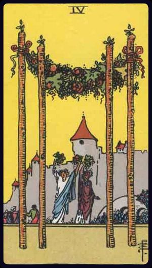Tarotkarte Vier der Stäbe