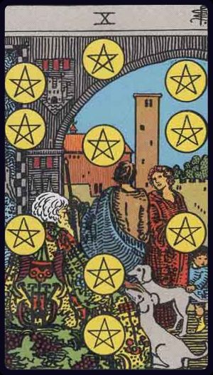 Tarotkarte Zehn der Münzen