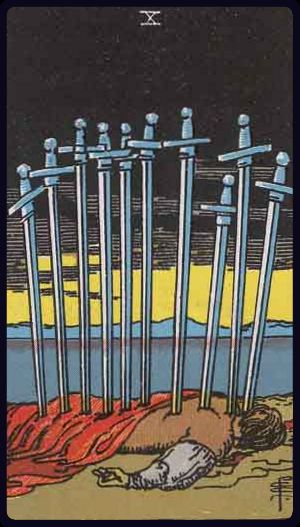 Tarotkarte Zehn der Schwerter