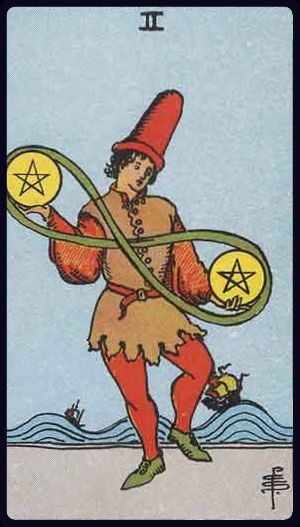 Tarotkarte Zwei der Münzen