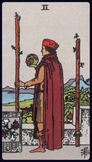 Tarotkarte Zwei der Stäbe